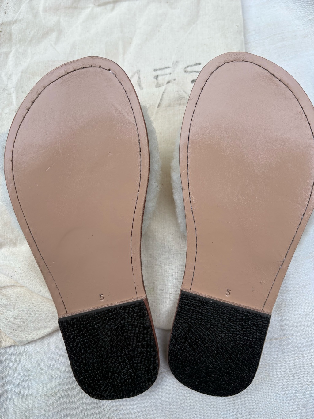 Shearling Slide Sandals With Leather Footbed Size 5 — image 3 of 8